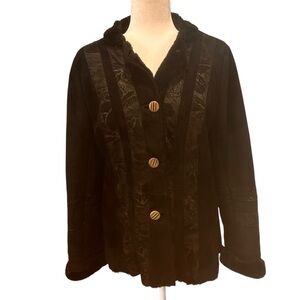 Shearling & leather jacket women’s size medium vintage black winter classic